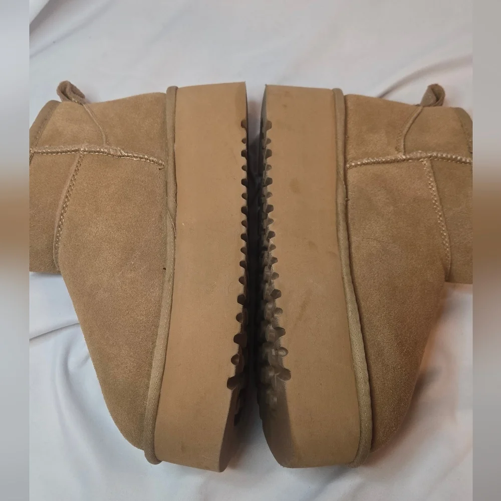 Project Cloud Huggy Leather Suede Women's Tan Platform Ankle Boots